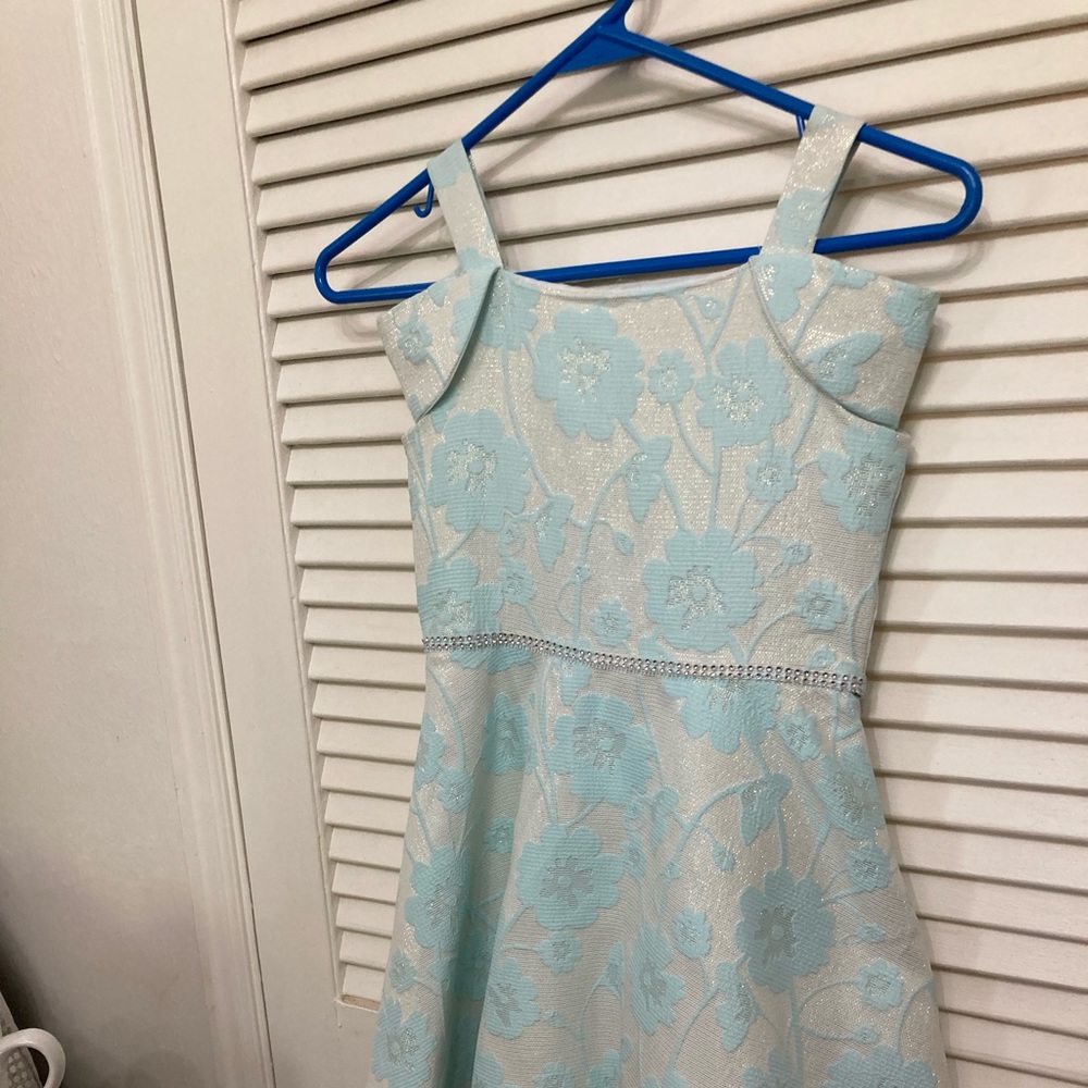 Girls blue dress  party rhinestone waist size 8 - Picture 2 of 14